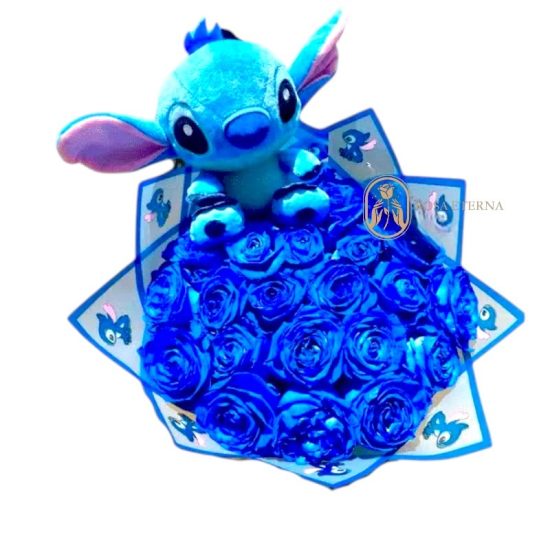 Ramo 20 Rosas Azules y Stitch