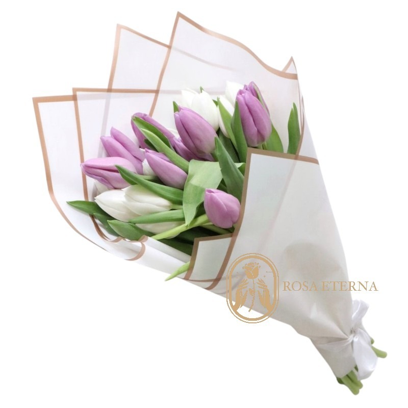 Ramo 20 Tulipanes Blanco-Morado