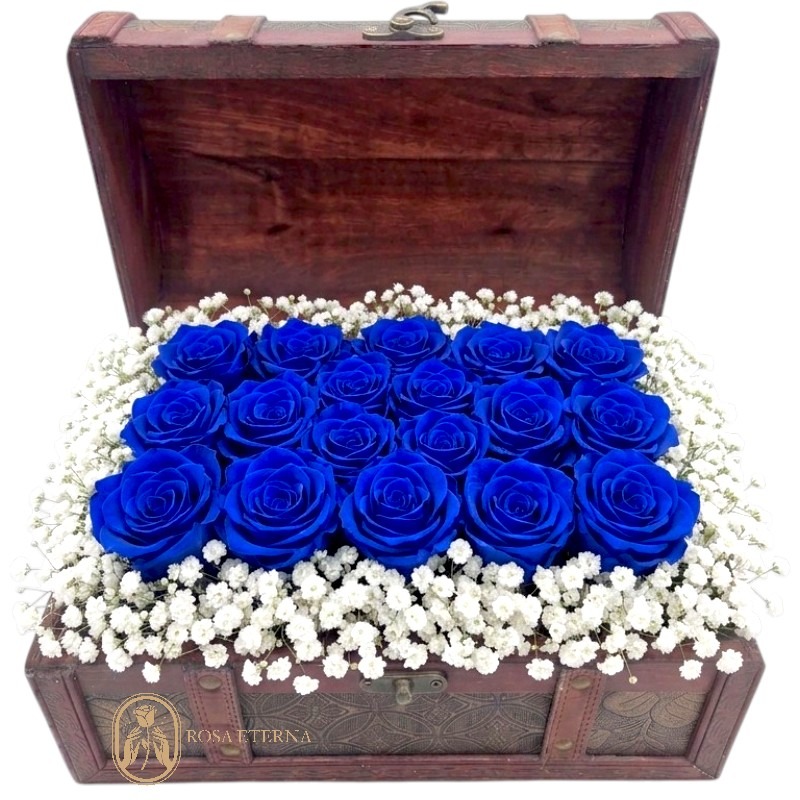 Cofre 15 rosas Azules