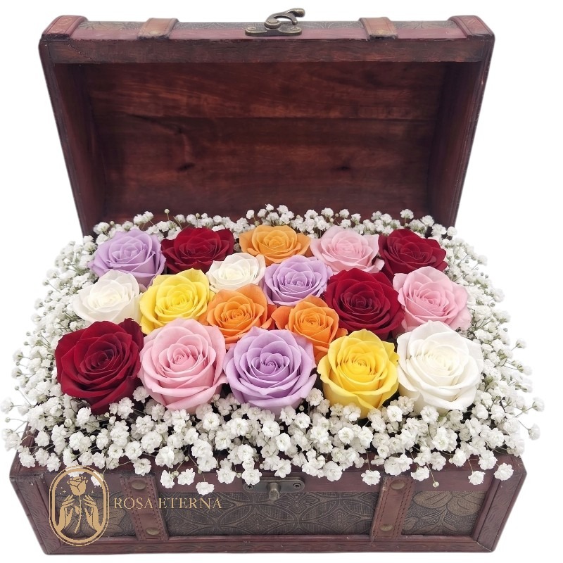 Cofre de 18 Rosas Mix